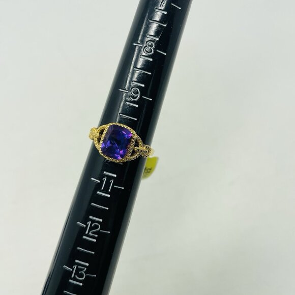 Shop LC KARIS Collection Amethyst Size 10 ION Plated 18K YG Brass Ring 5090 - Picture 5 of 6